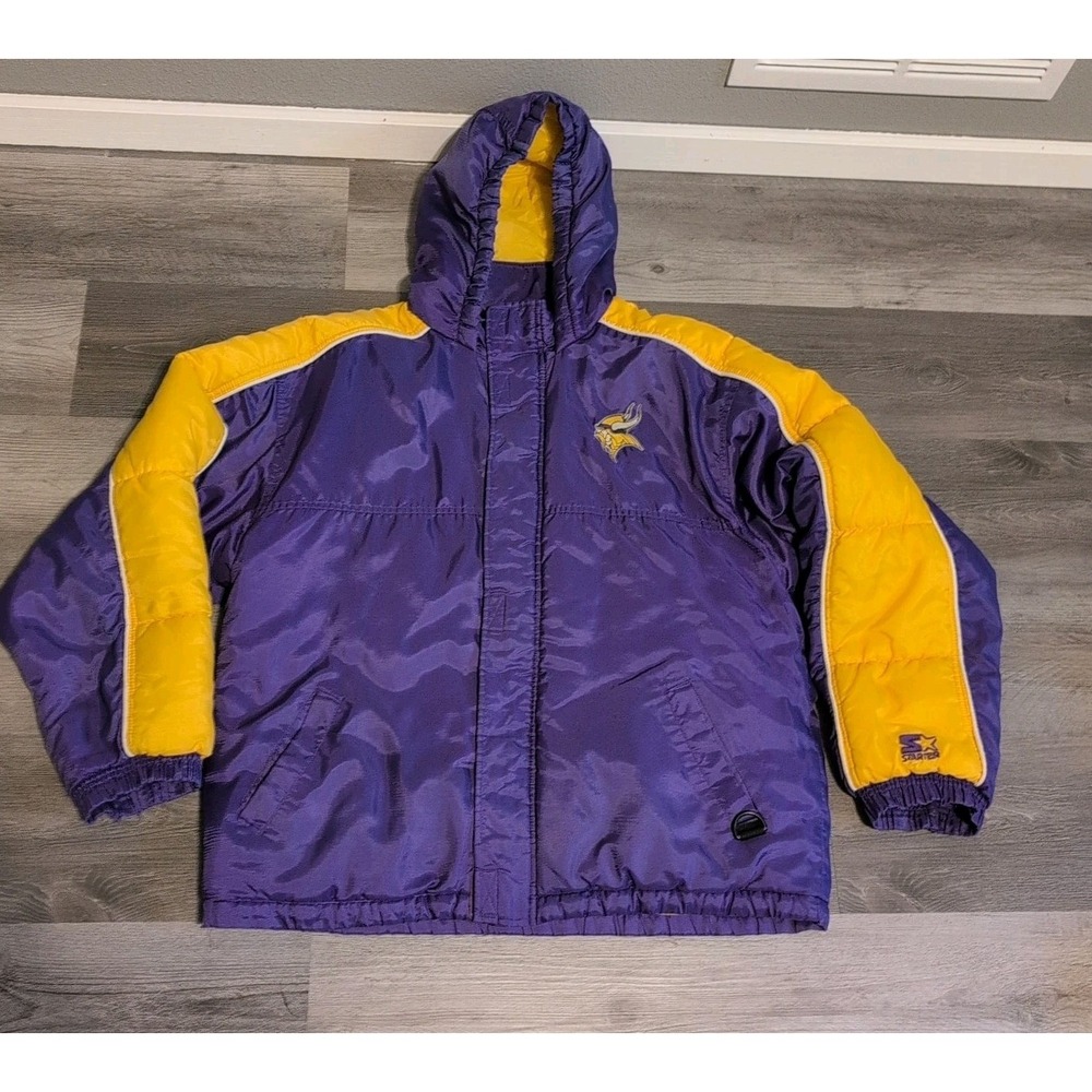 Minnesota‎ Vikings NFL Vintage Starter Jacket Full Zip Winter Coat Size XL Rare - Picture 2 of 16